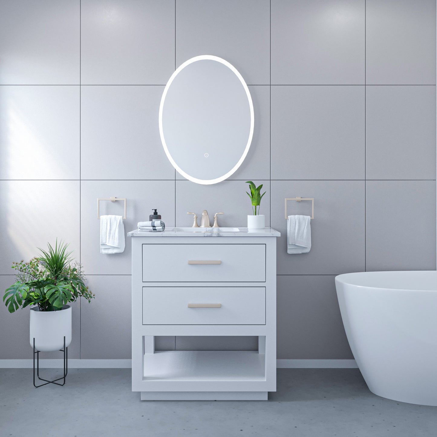 Matera 24' Oval Frameless Modern LED Bathroom Vanity Mirror