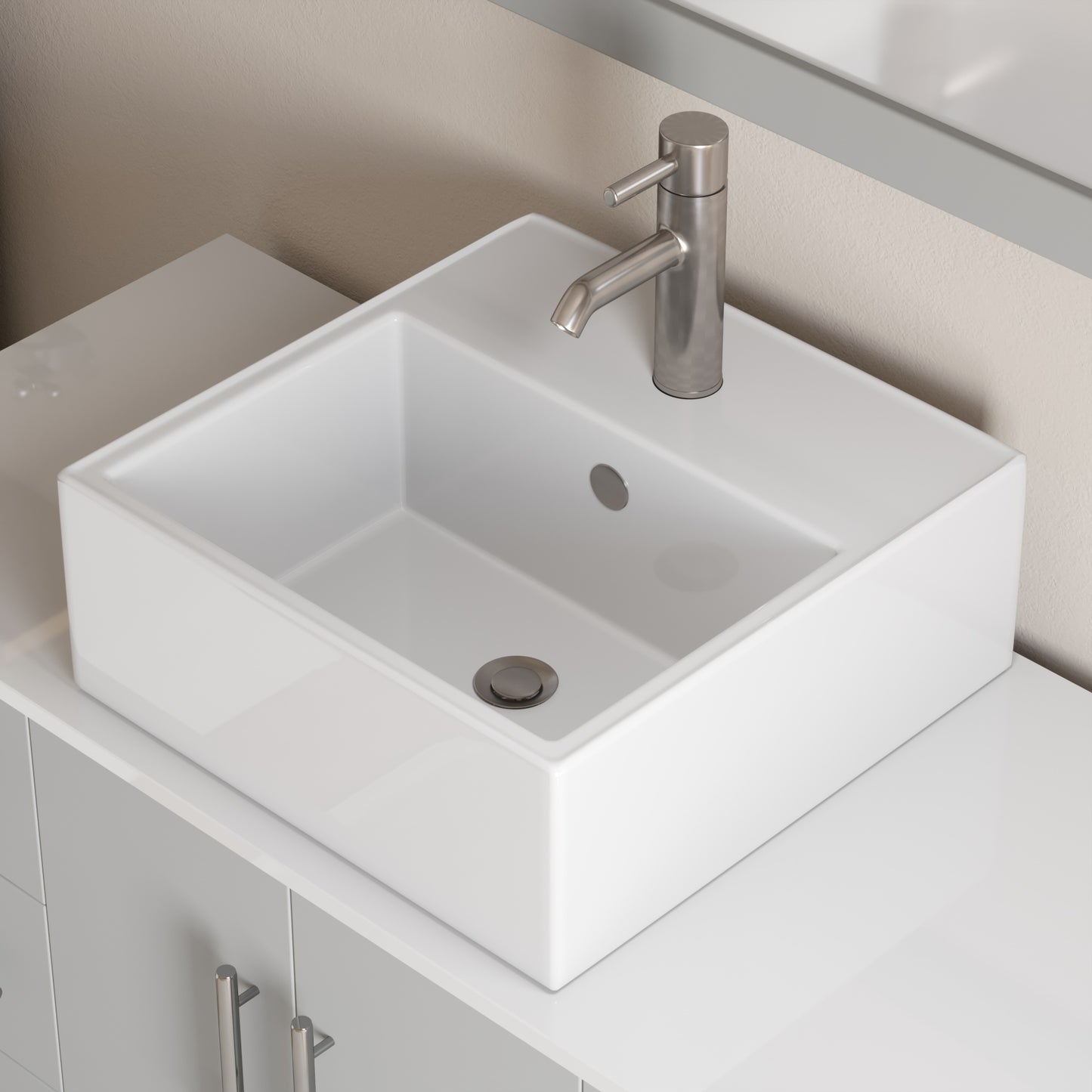 Complete 48" Vanity Set with Brushed Nickel Plumbing