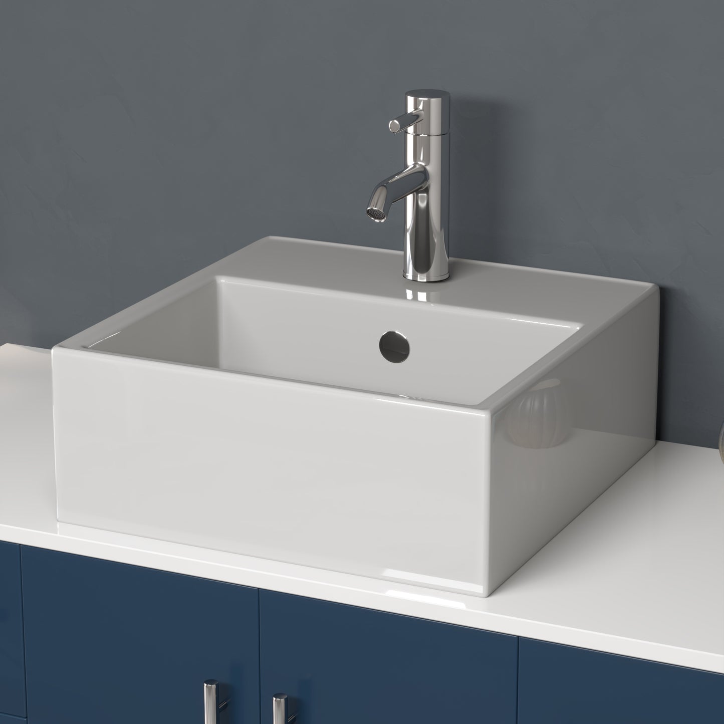 48 Inch Modern Wood and Porcelain Vanity with Polished Chrome Plumbing