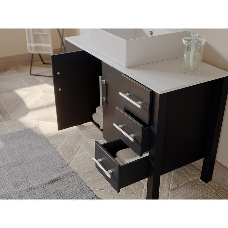 Complete 48-Inch Espresso Bathroom Vanity Set with Brushed Nickel Plumbing