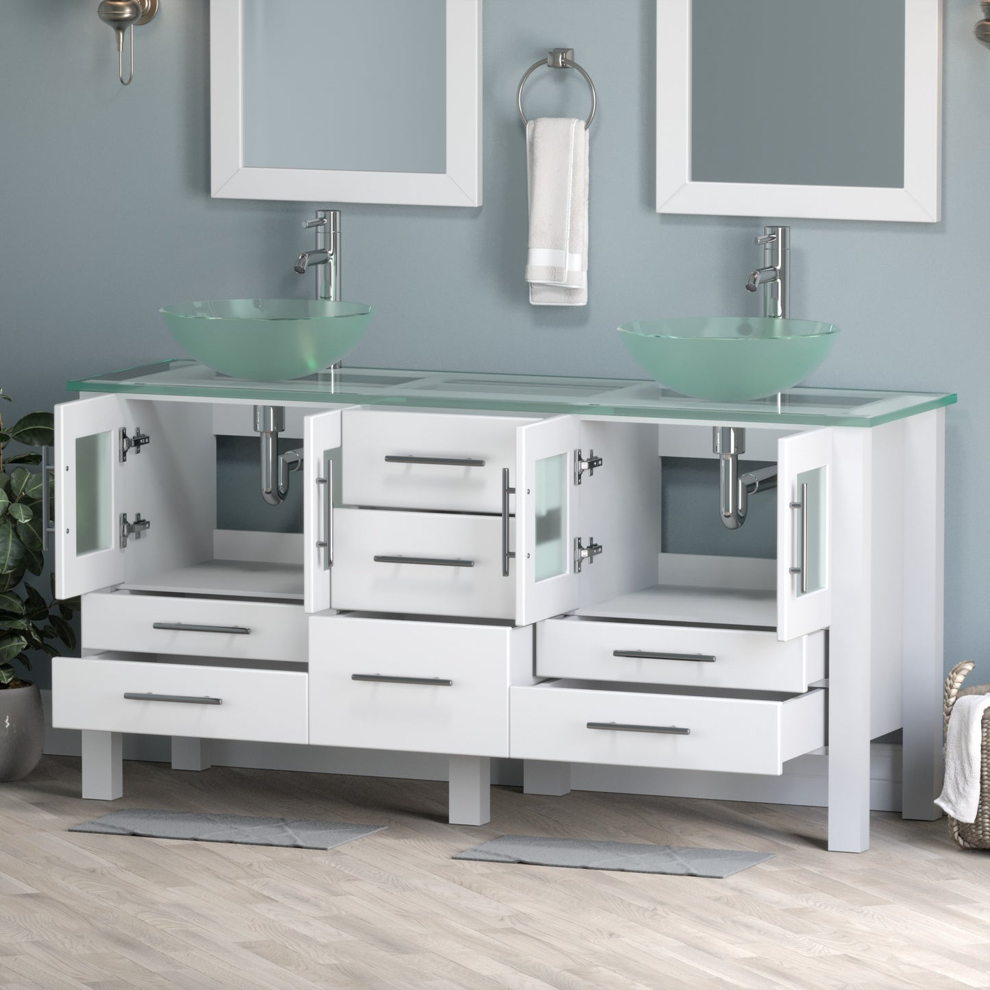 Complete 63" Vanity Set with Polished Chrome Pluming