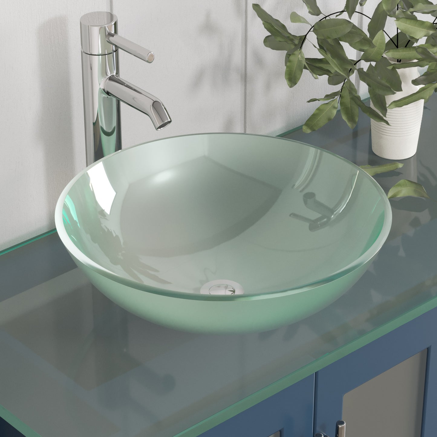 63 Inch Modern Wood and Glass Vanity with Polished Chrome Plumbing