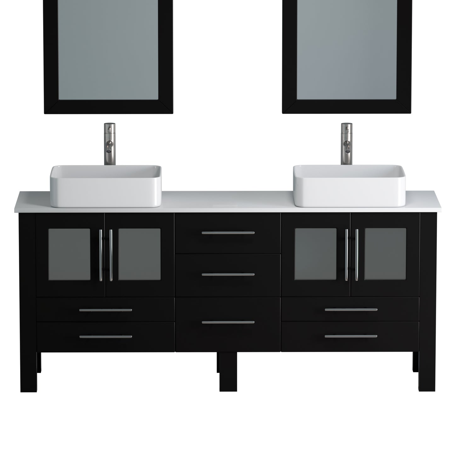 Complete 72" Vanity Set with Brushed Nickel Plumbing