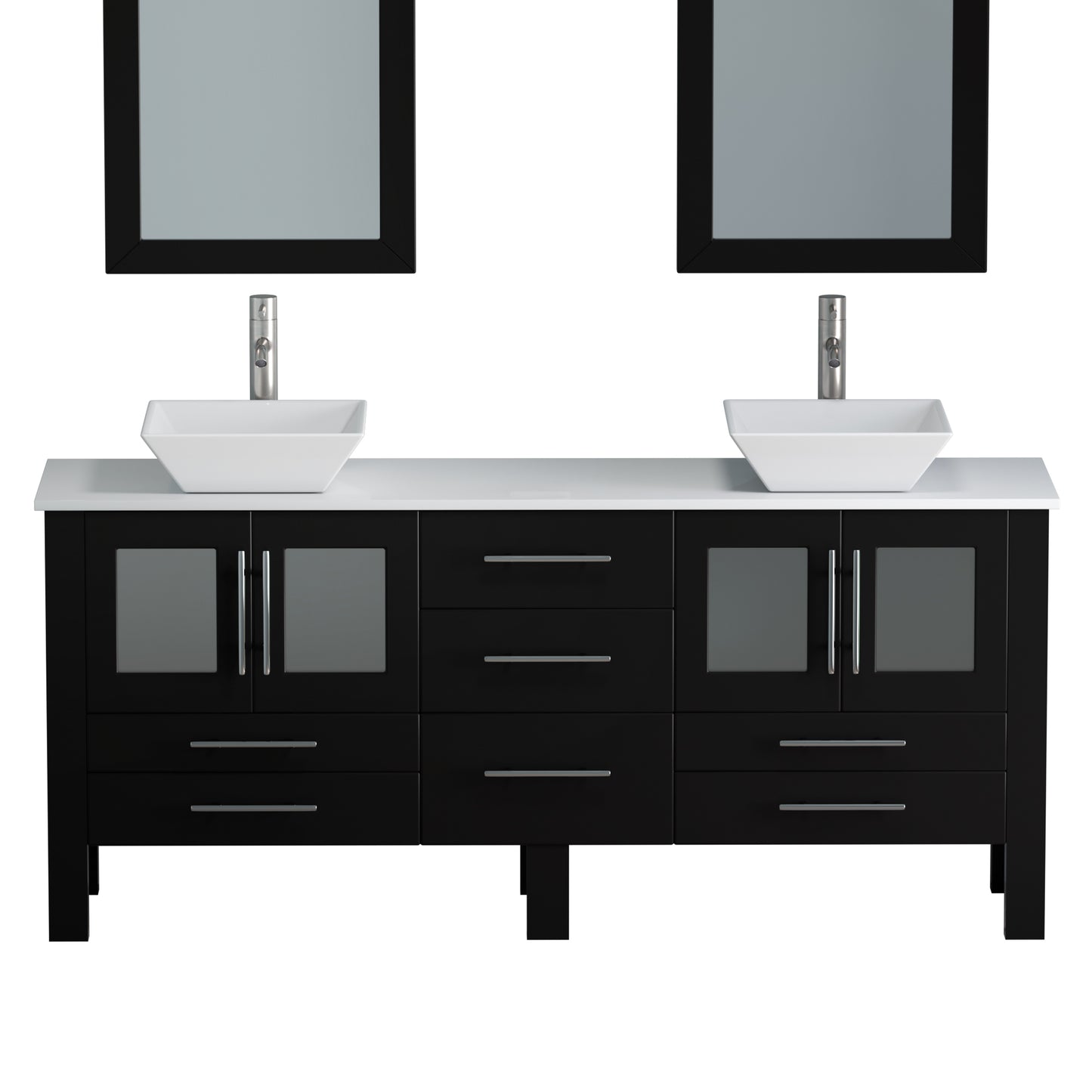 Complete 72" Vanity Set with Brushed Nickel Plumbing