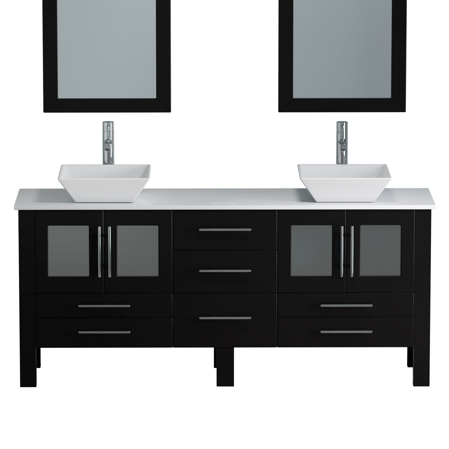 Complete 72" Vanity Set with Polished Chrome Plumbing