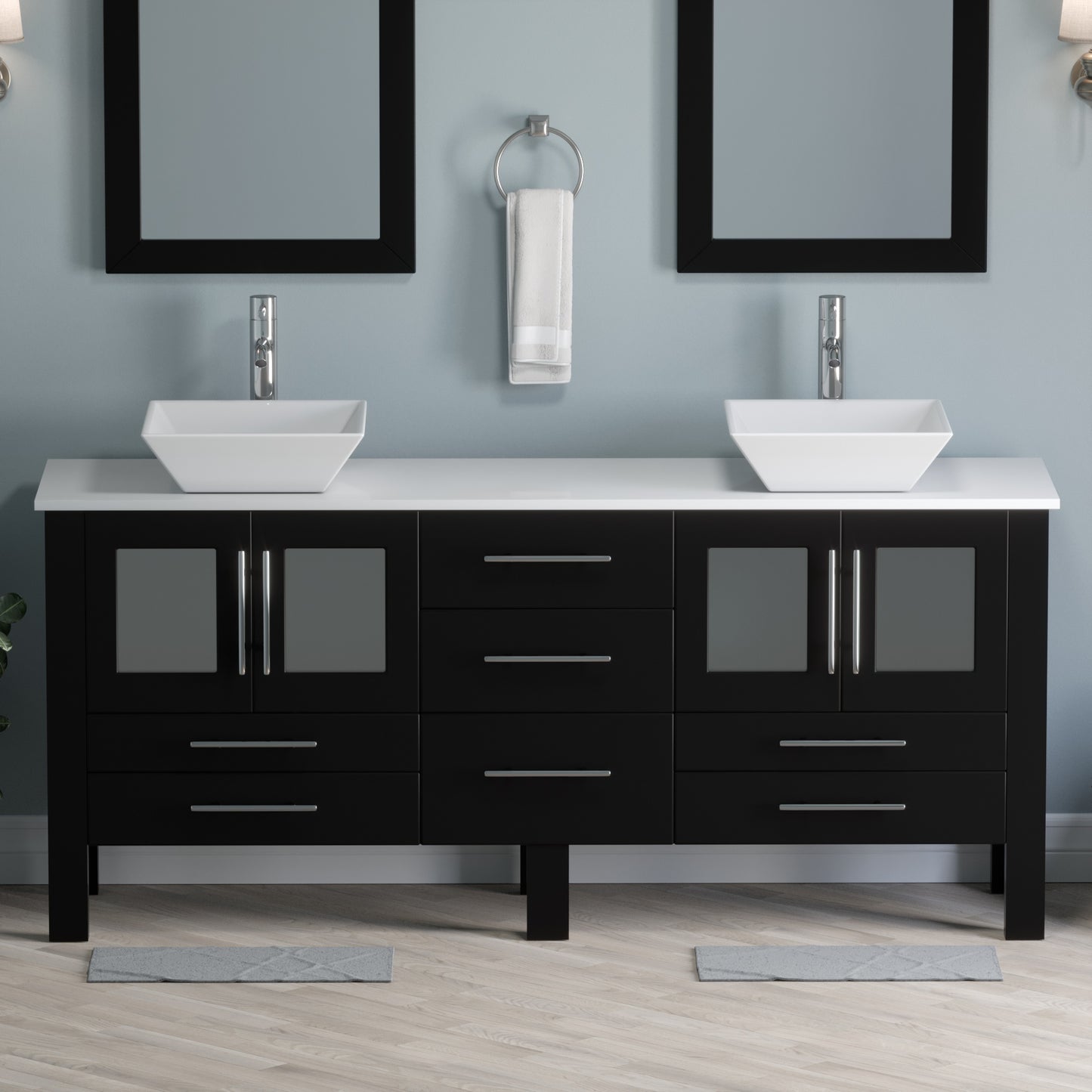 Complete 72" Vanity Set with Polished Chrome Plumbing