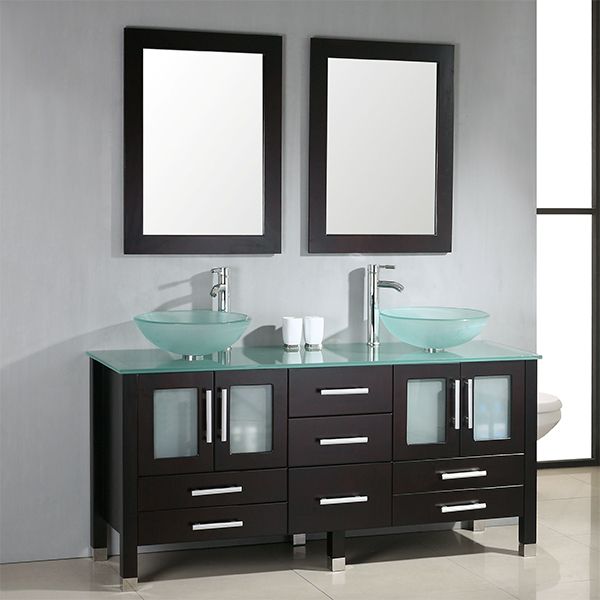 Complete 72" Vanity Set with Brushed Nickel Plumbing
