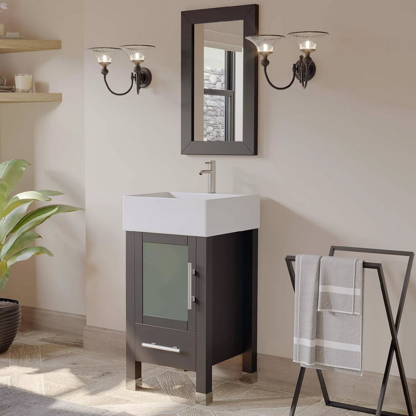 Complete 18" Vanity Set with Brushed Nickel Plumbing