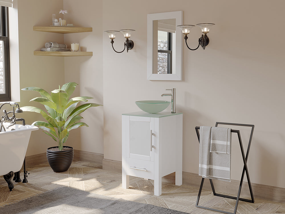 Complete 18" Vanity Set with Polished Chrome Plumbing