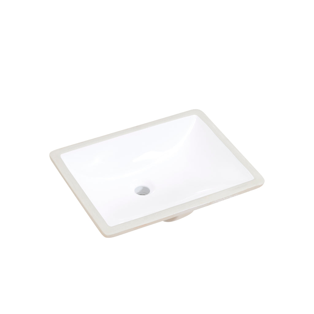 20 in. Retegular White Finish Ceramic Undermount Vanity Sink