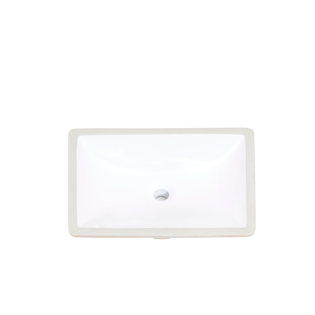 20 in. Retegular White Finish Ceramic Undermount Vanity Sink