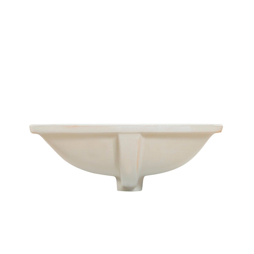 20 in. Retegular White Finish Ceramic Undermount Vanity Sink