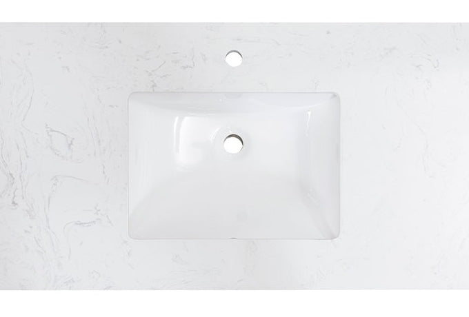20 in. Retegular White Finish Ceramic Undermount Vanity Sink