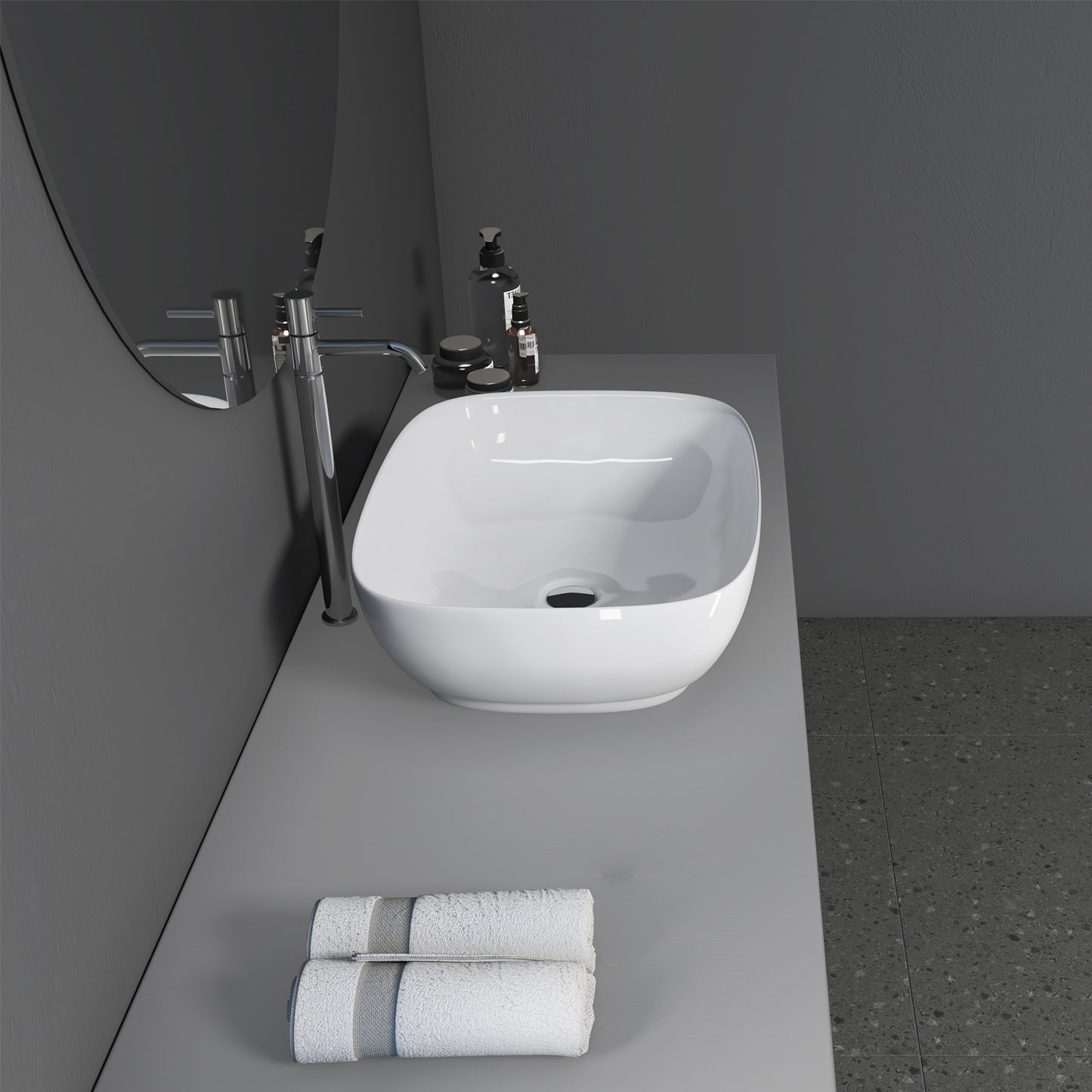 Tahoe 20 in. Oval White Finish Ceramic Vessel Bathroom Vanity Sink