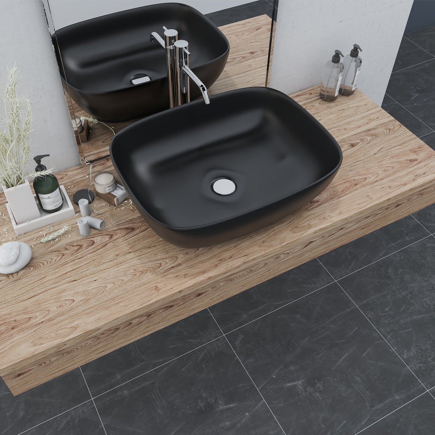 Tahoe "20 in. Oval Black Finish Ceramic Vessel Bathroom Vanity Sink"