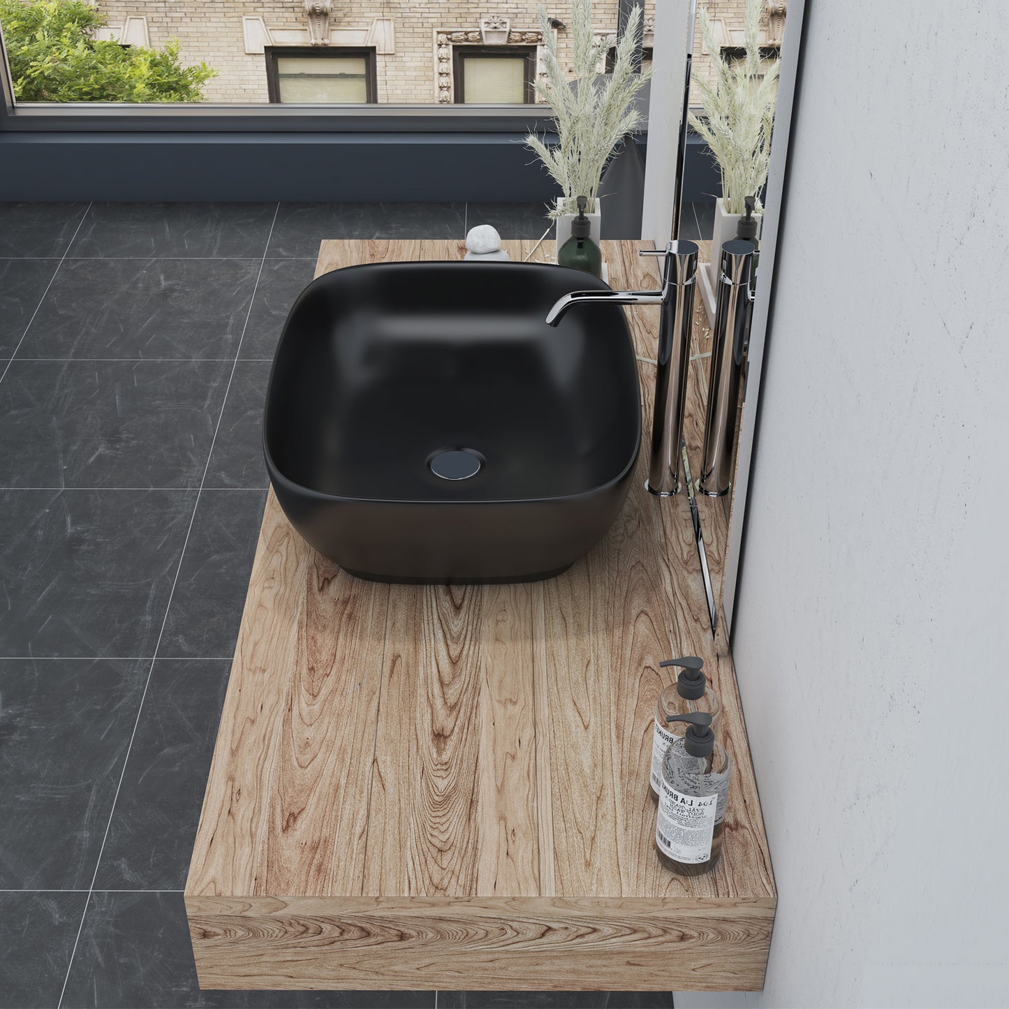 Tahoe "20 in. Oval Black Finish Ceramic Vessel Bathroom Vanity Sink"
