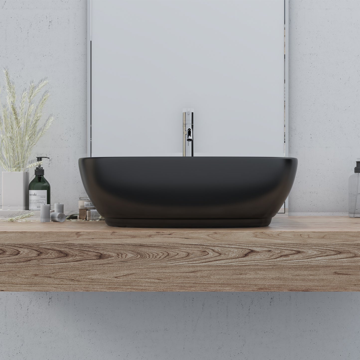 Tahoe "20 in. Oval Black Finish Ceramic Vessel Bathroom Vanity Sink"