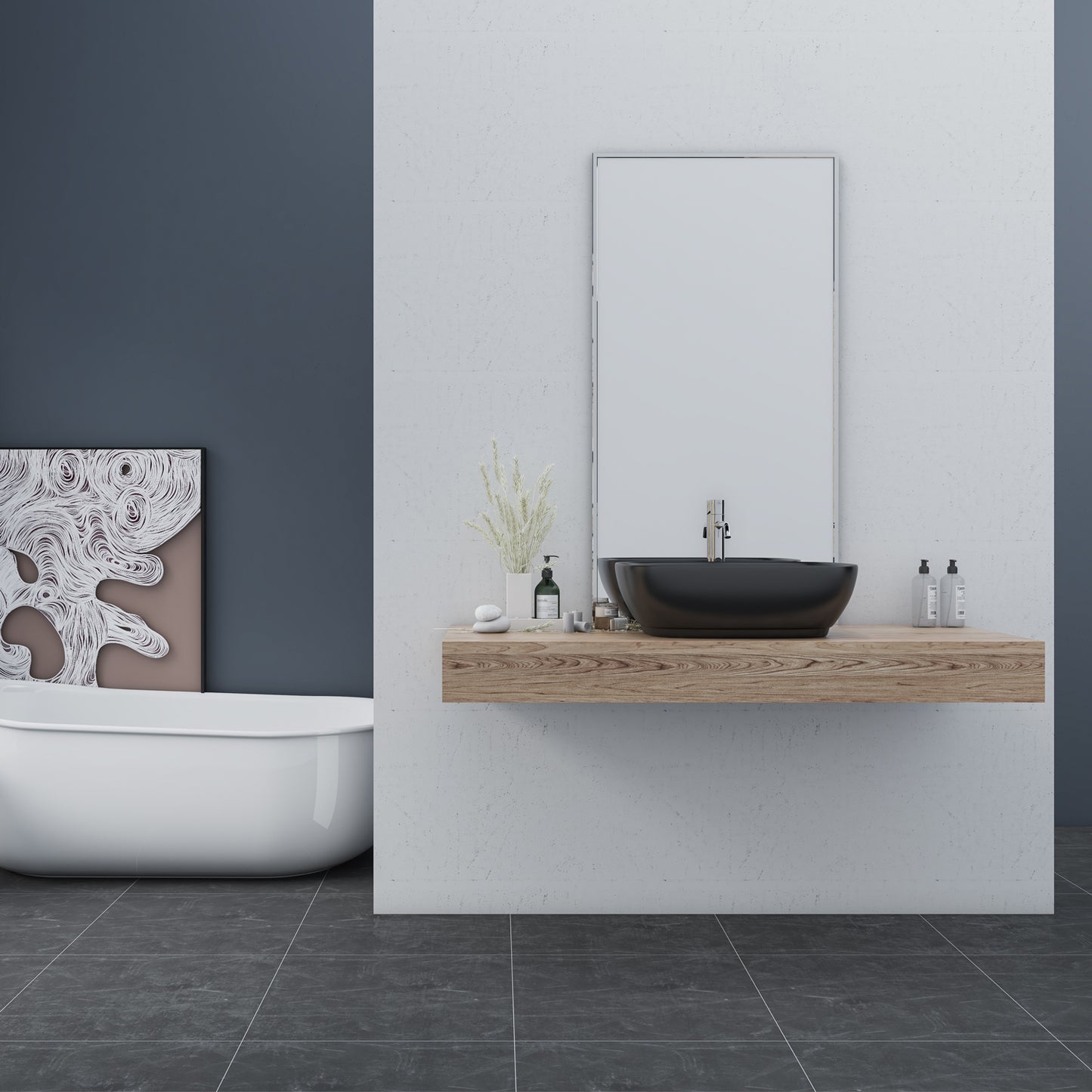Tahoe "20 in. Oval Black Finish Ceramic Vessel Bathroom Vanity Sink"