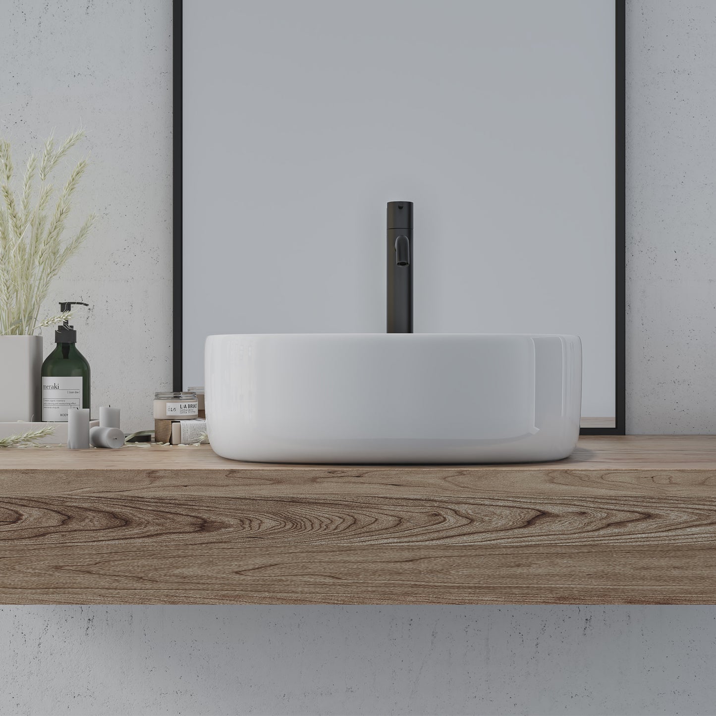 Zion 16 in. Square White Finish Ceramic Bathroom Vanity Sink