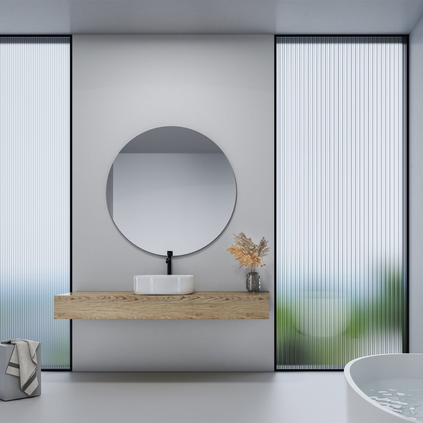 Zion 16 in. Square White Finish Ceramic Bathroom Vanity Sink