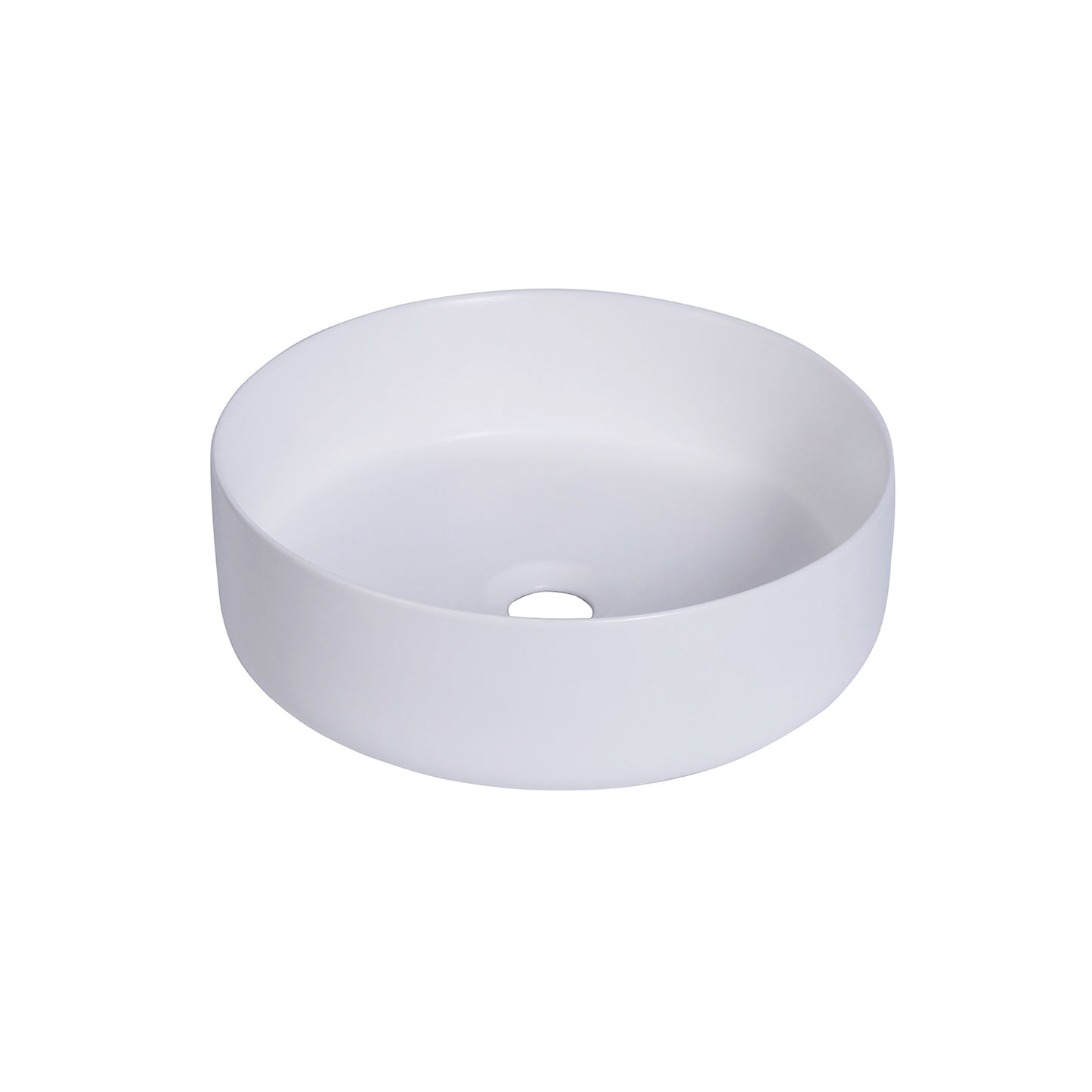 Sabine 14 in. Round White Finish Ceramic Vessel Bathroom Vanity Sink