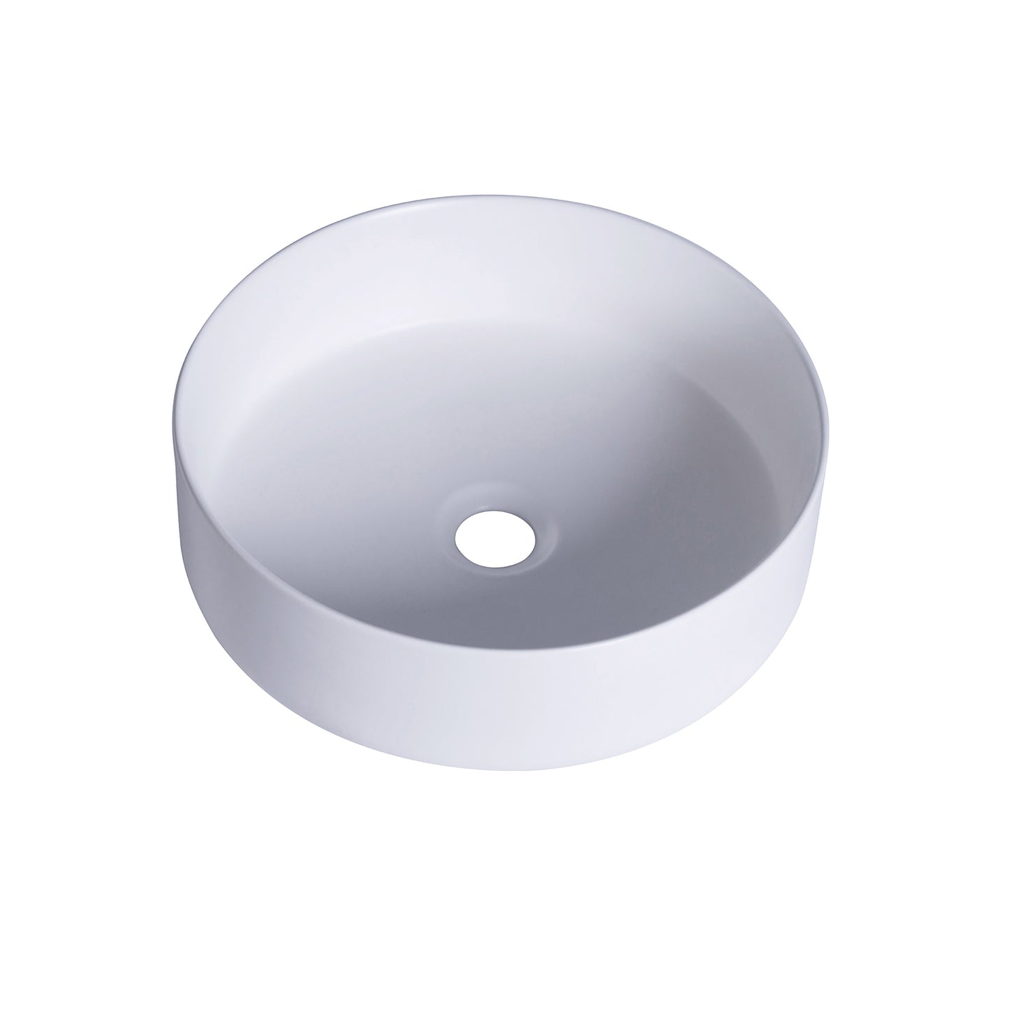Sabine 14 in. Round White Finish Ceramic Vessel Bathroom Vanity Sink