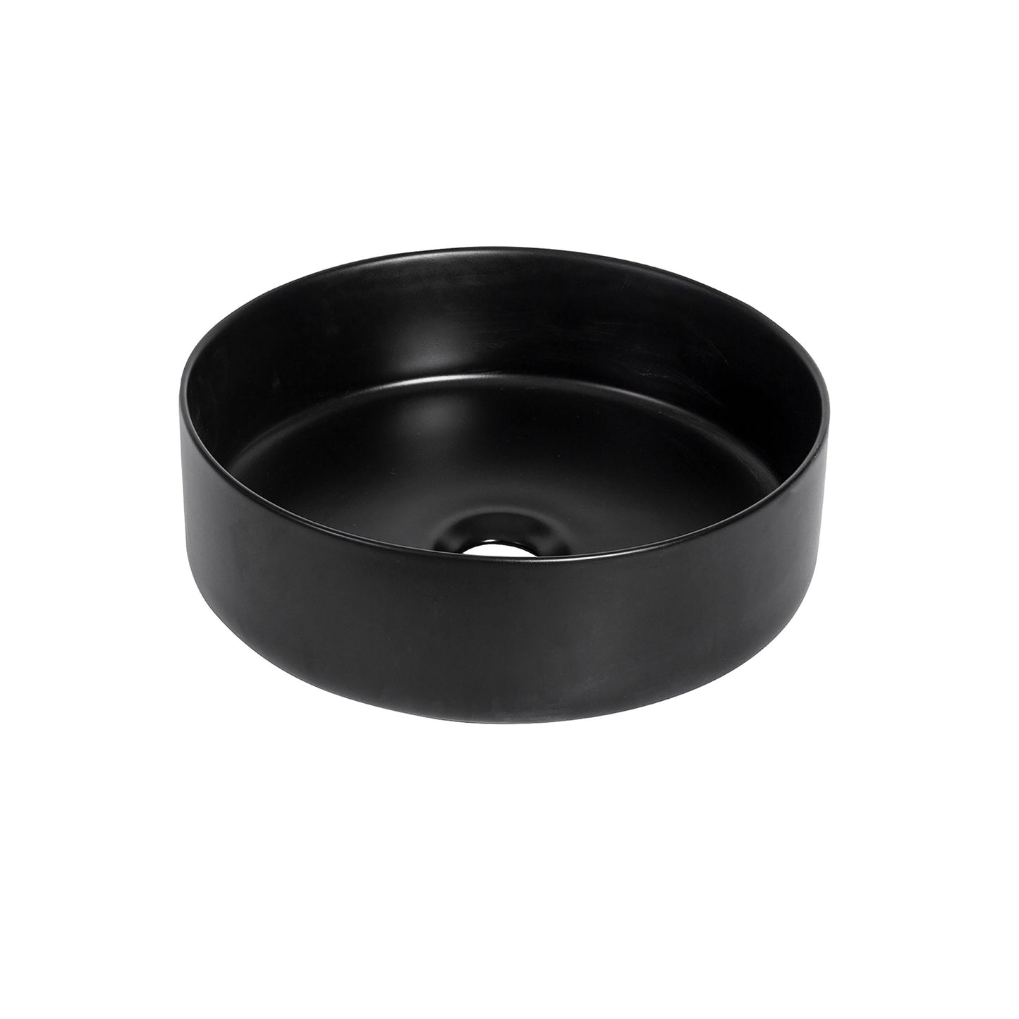 Sabine 14 in. Round Black Finish Ceramic Vessel Bathroom Vanity Sink