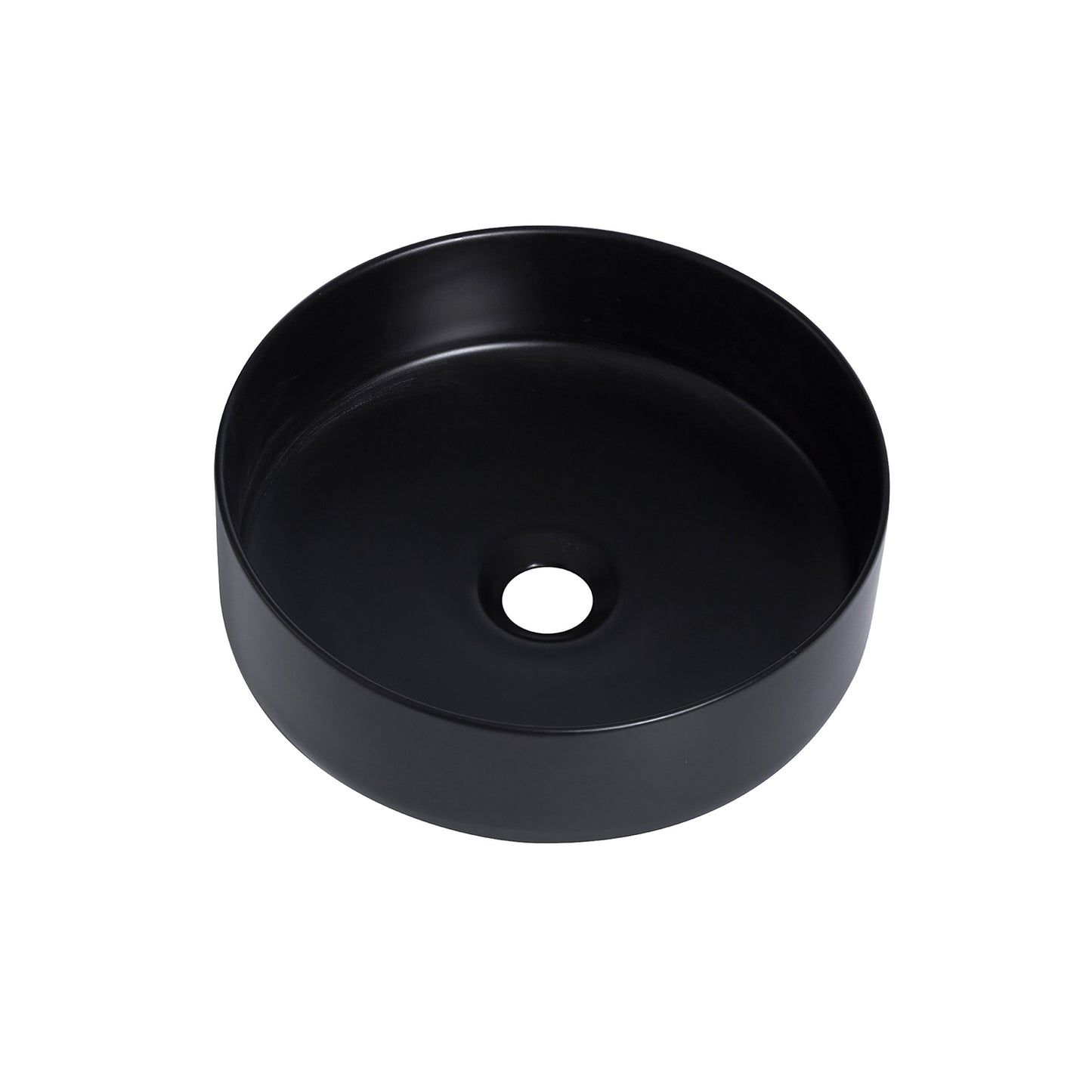 Sabine 14 in. Round Black Finish Ceramic Vessel Bathroom Vanity Sink