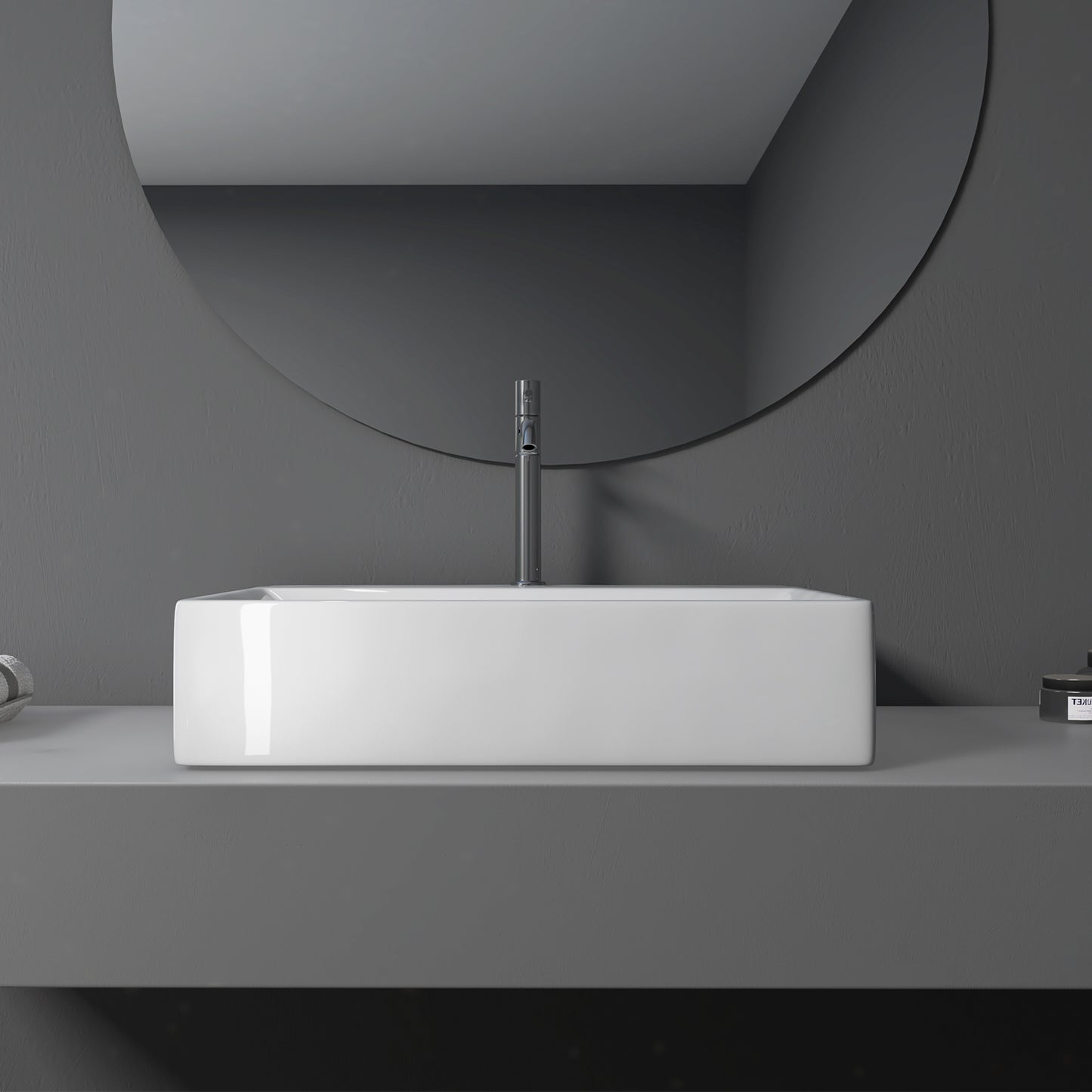 Fremont 24 in. Rectangle White Finish Ceramic Vessel Bathroom Vanity Sink with Overflow