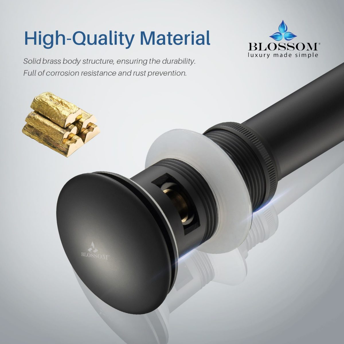 1-1/4” Brass Pop-up with Overflow – Matte Black BA02 001 04