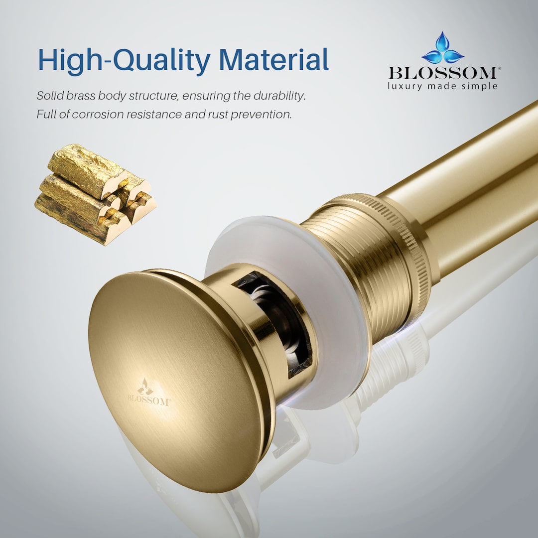 1-1/4” Brass Pop-up with Overflow – Brush Gold BA02 001 06