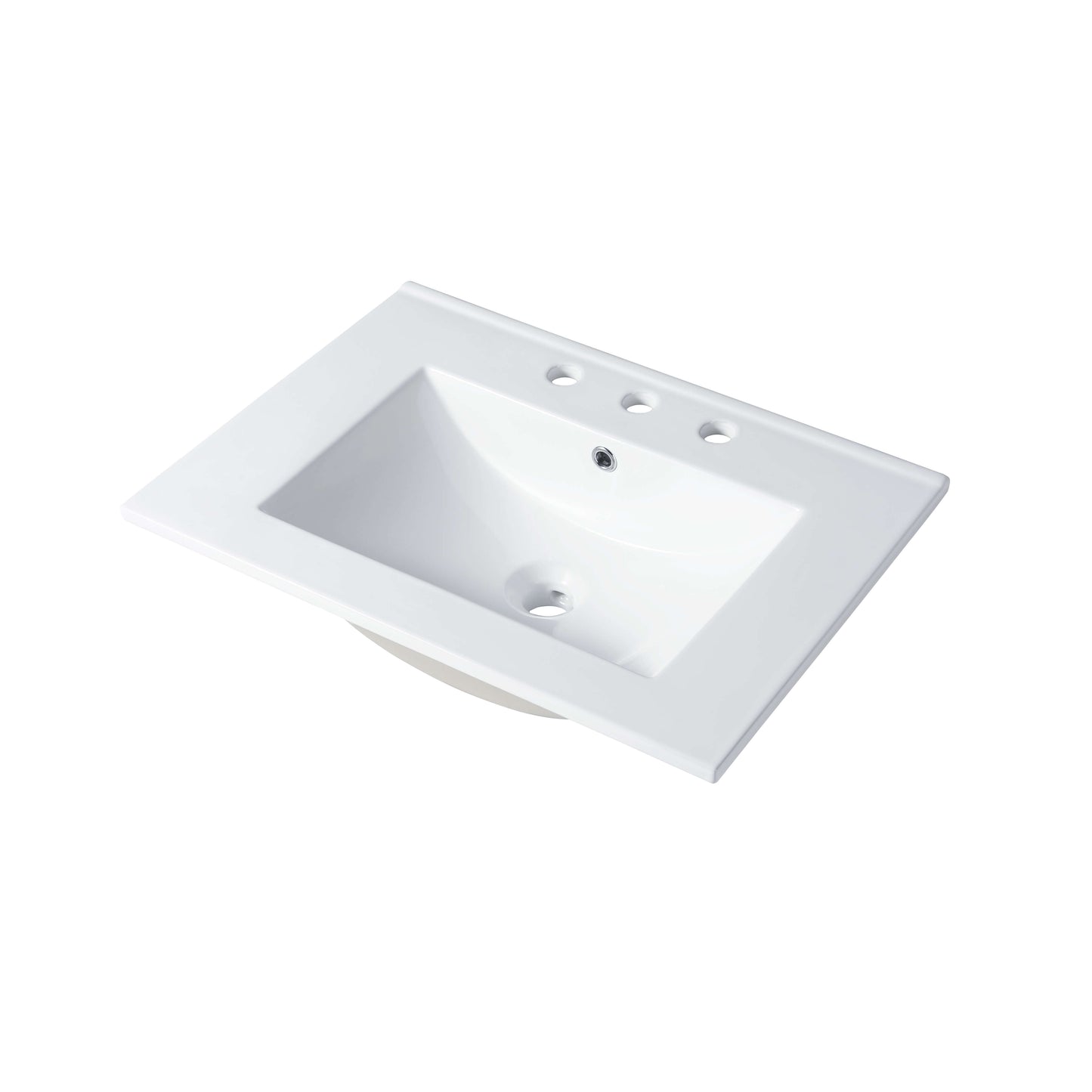 Ceramic Basin 24”x18” Top-Mount Rectangular – Three Holes – 8” spread – C04 2418 TH
