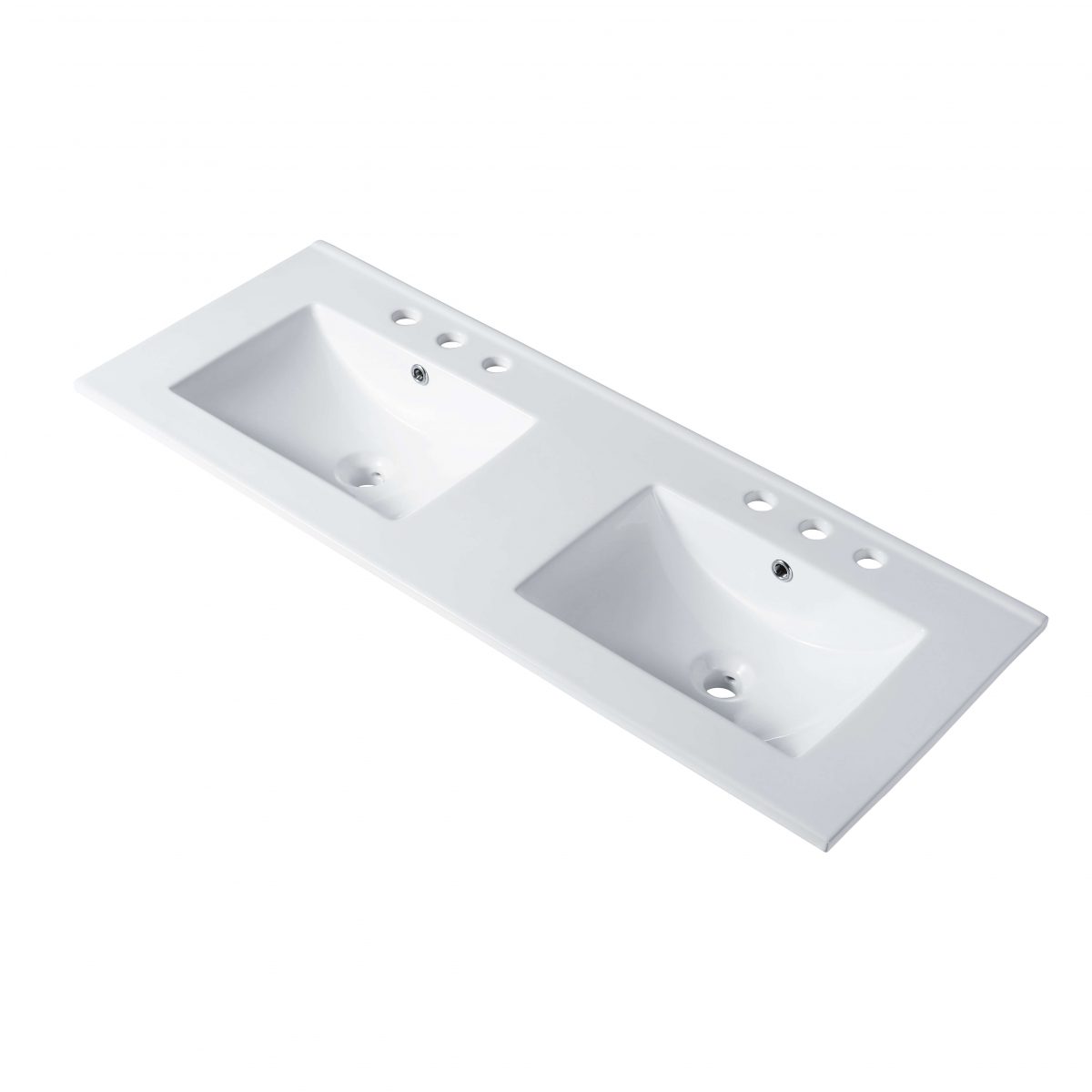 Ceramic Basin 48″ X 18″ Top-Mount Rectangular Double Three holes – 8” Spread – C04 4818 DTH
