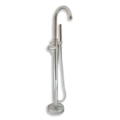 Modern Freestanding Tub Filler Faucet with Shower Wand-Brushed Nickel
