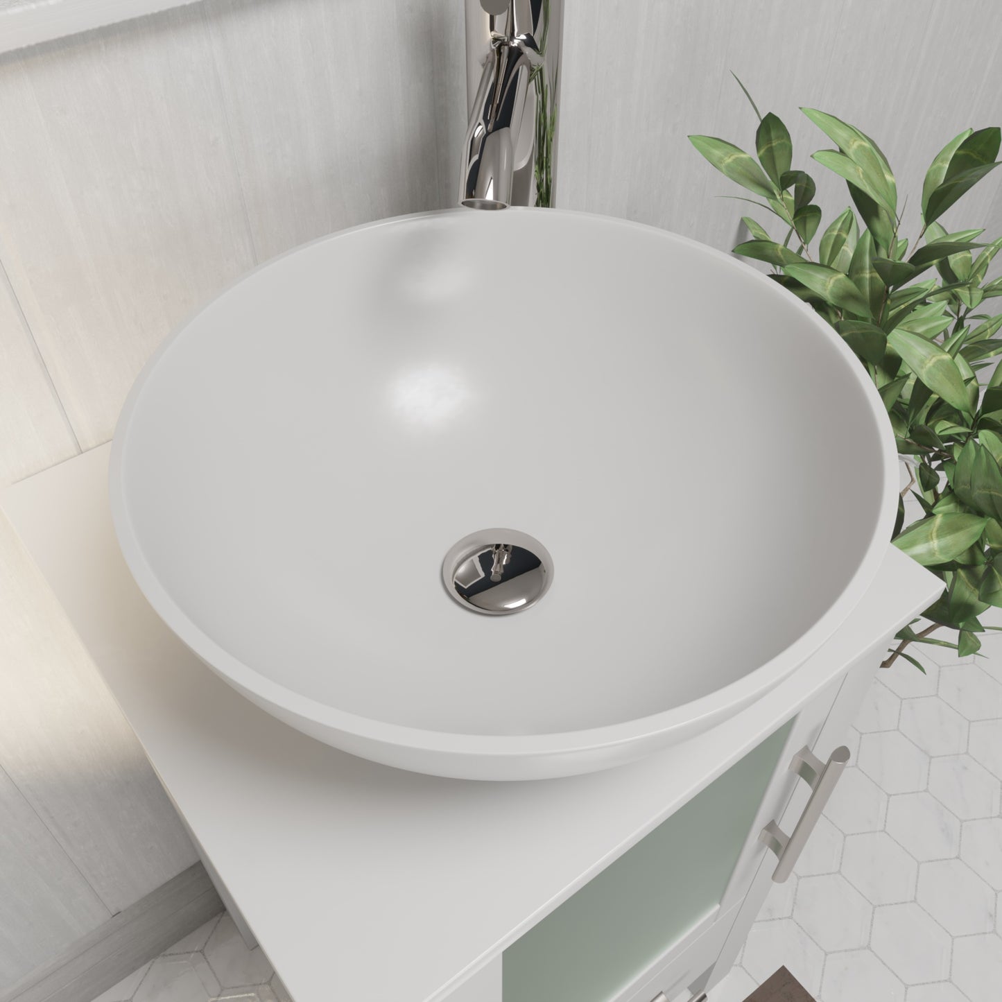 Dolomite Mineral Composite 16" Round Vessel Sink