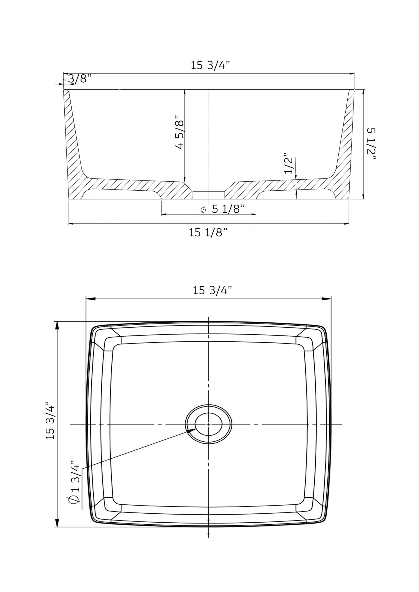 Dolomite Mineral Composite 16" Square Vessel Sink