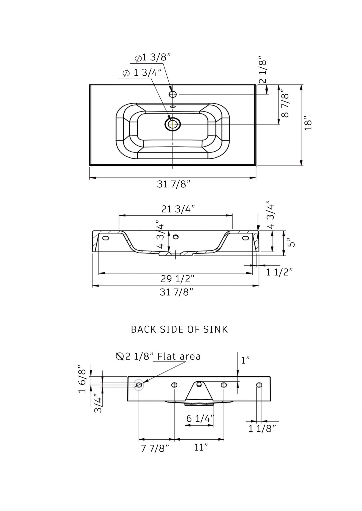 Dolomite Mineral Composite 32" Wall Mounted Sink