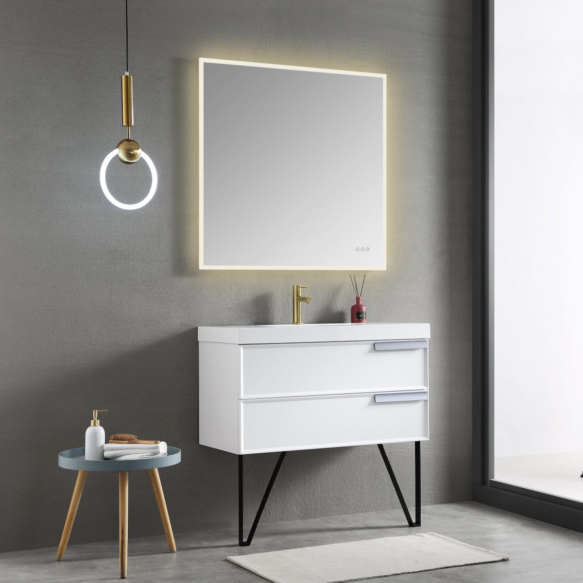 Beta 36″x36″ LED Mirror with Frosted Sides