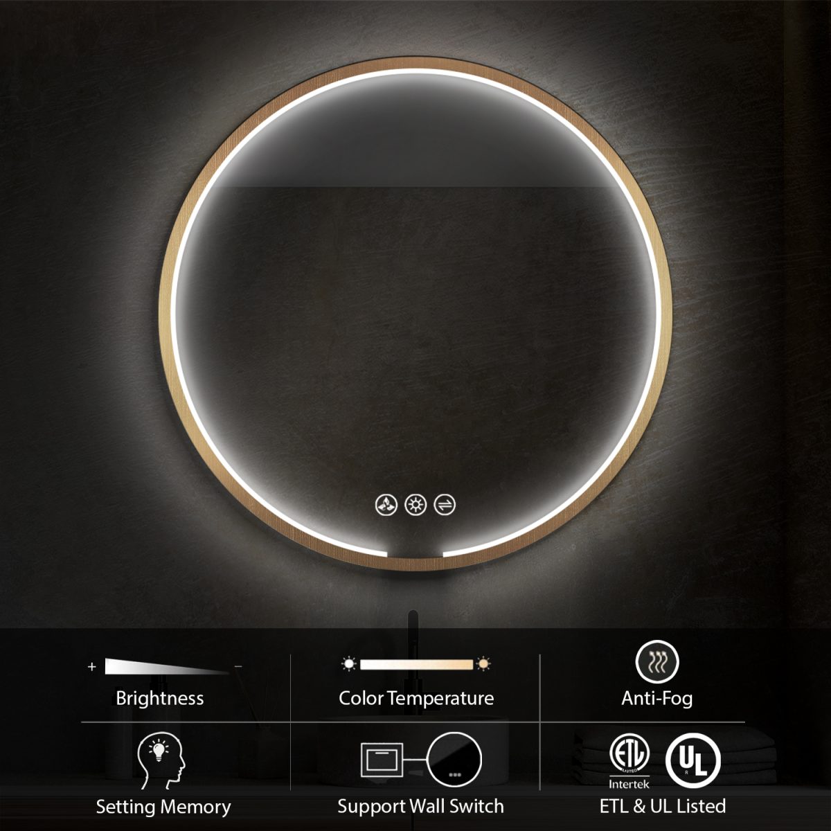 Oskar 36 Inch Round LED Mirror