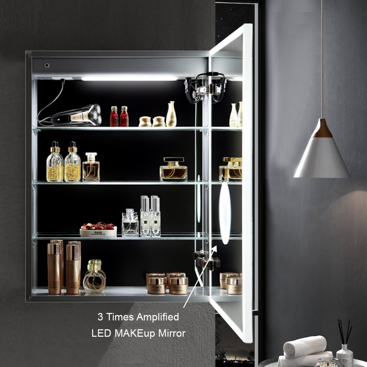Sirius – 24 Inches LED Medicine Cabinet with Clock
