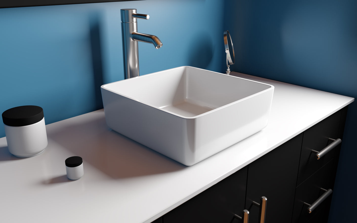 Dolomite Mineral Composite 16" Square Vessel Sink