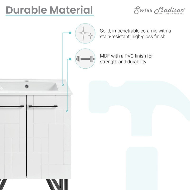 Annecy 24" Bathroom Vanity in Mondrian White - SM-BV250W