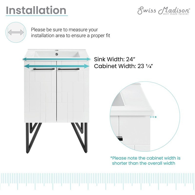 Annecy 24" Bathroom Vanity in Mondrian White - SM-BV250W