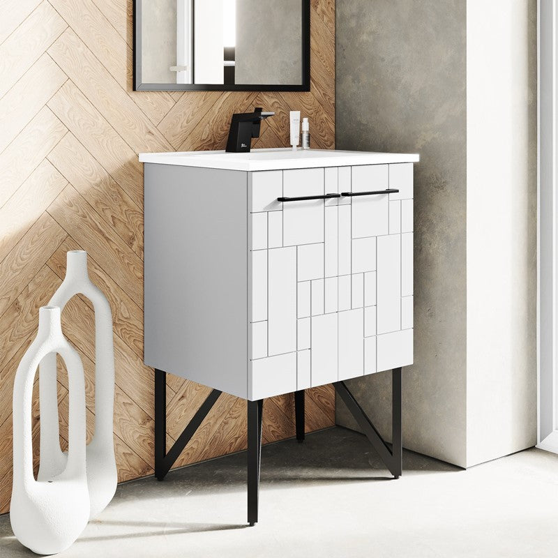 Annecy 24" Bathroom Vanity in Mondrian White - SM-BV250W