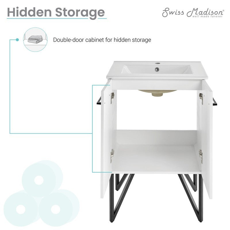 Annecy 24" Bathroom Vanity in Mondrian White - SM-BV250W