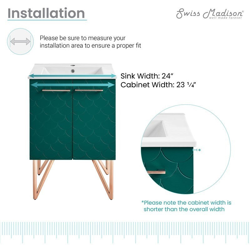 Annecy 24" Bathroom Vanity in Barracuda Teal - SM-BV253T