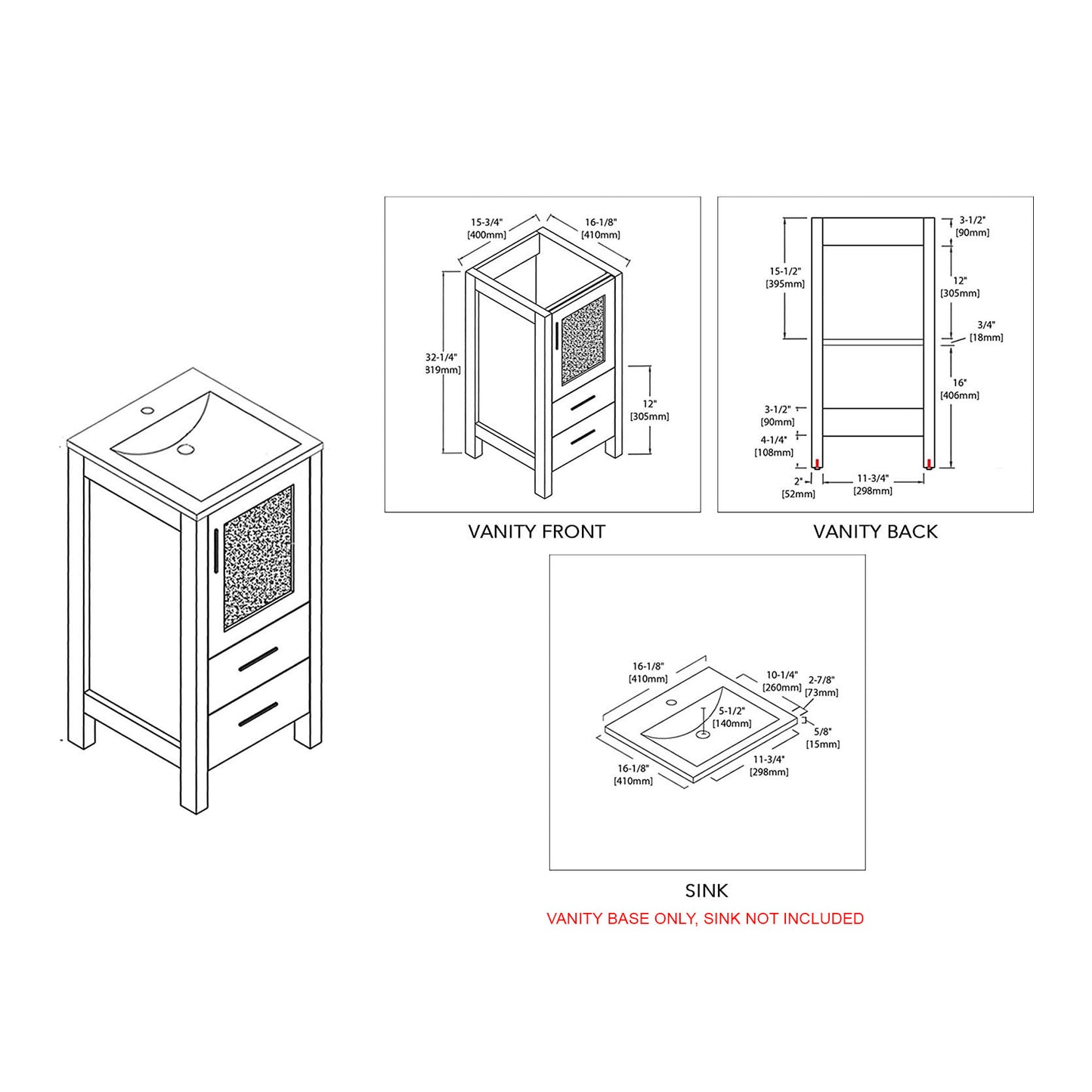 Sydney 16 Inch Vanity