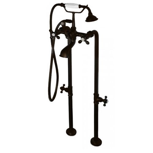 Clawfoot Tub Freestanding British Telephone Faucet & Hand Held Shower Combo-Oil Rubbed Bronze