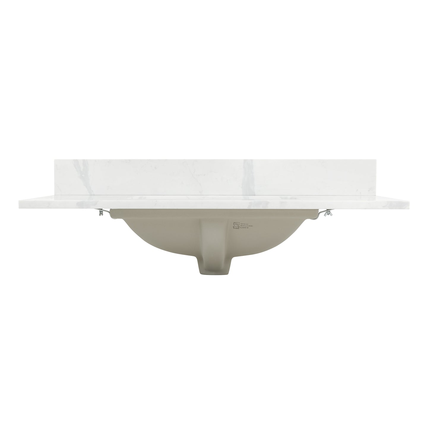 Arbios Inch Quartz Stone Vanity Top in Calacatta White With White sink, 1 Hole