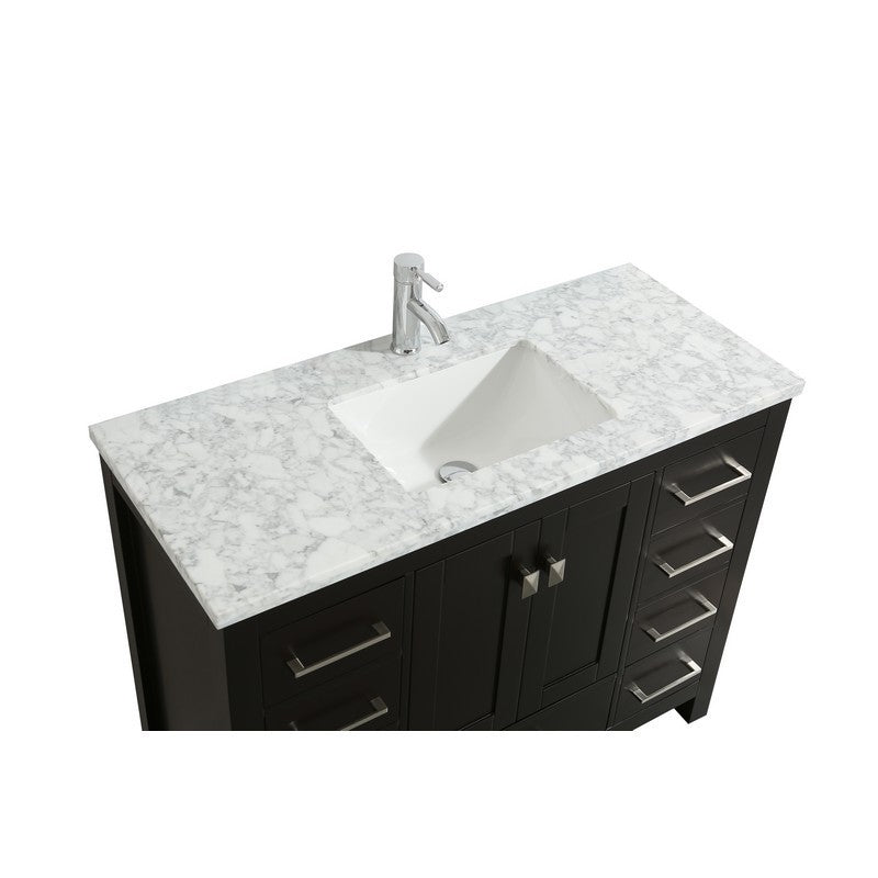 Eviva London 42" x 18" White Transitional Bathroom Vanity w/ White Carrara Top